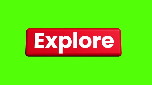 Explore Text Button Animation on Red Background with Green Screen