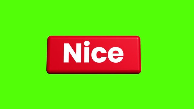 Nice Button on Green Backdrop: A bright red Nice button prominently displayed against a vibrant green backdrop, evoking a sense of approval.
