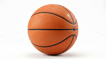 Fototapeta premium A basketball sits on a white surface, ready for play.