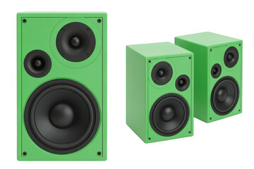 Fototapeta premium Green speakers audio sound music isolated on a transparent background