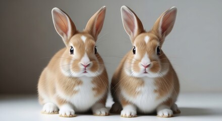 Obraz premium Easter sunday rabbits twin easter bunnies ready for holiday fun and celebration