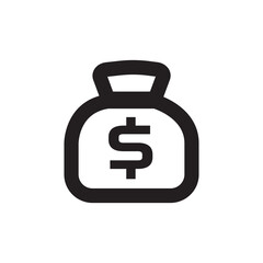 Fototapeta premium Money bag icon, finance savings line vector