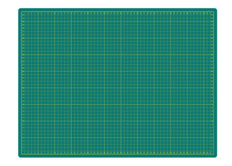 Naklejka premium Cutting mat green and yellow in centimeters - Vector background