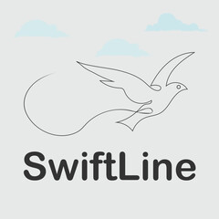 Obraz premium Swiftline logo featuring a stylized bird in flight above a wavy line