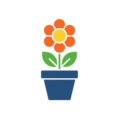 Fototapeta premium Potted Flower Icon – Decorative Houseplant Symbol for Gardening, Home Decor, Nature and Botanical Growth Concept.