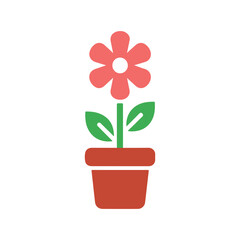 Fototapeta premium Potted Flower Icon – Decorative Houseplant Symbol for Gardening, Home Decor, Nature and Botanical Growth Concept.