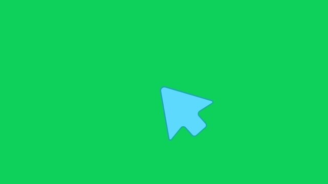 Blue cursor icon on a plain green background representing digital interaction and selection