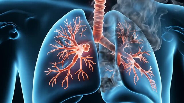 World No Tobacco Day damaged lungs with smoke effect showing impact of smoking on respiratory system for no smoking awareness quit smoking campaign video motion animation