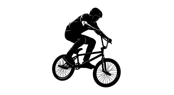 Silhouette of a BMX Rider Performing a Stunt Jump