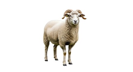 Fototapeta premium Isolated ram with large horns on a white background