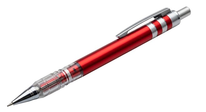 Red metallic pen with silver accents and clear tip ballpoint pen red pen