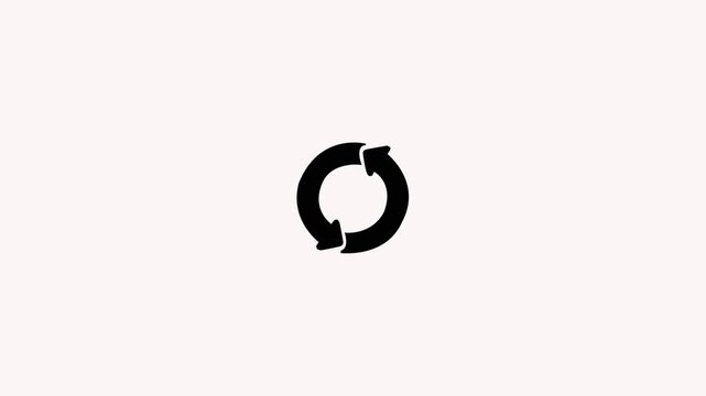 Circle arrow refresh icon rotation animation Motion graphic design on white screen.4k video .black color background . Animation of refresh symbol or loop round arrow.