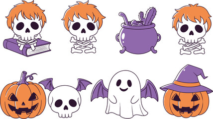 Obraz premium Halloween clip art characters and symbols collection