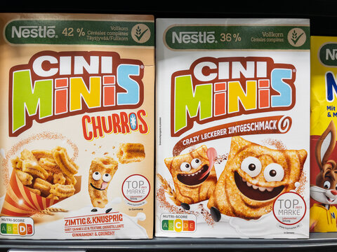 Cini Minis Churros Cereal Boxes by Nestle on Store Shelf