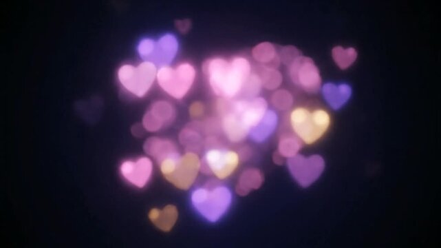 Colorful Heart Shapes on Dark Background.