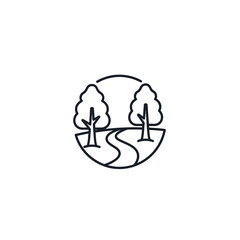 Obraz premium Simple line drawing of trees and path.