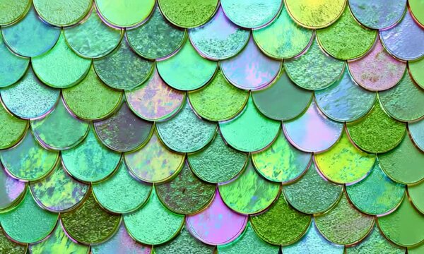 Iridescent Mermaid Scale Pattern in Pastel Colors with Holographic Shine, Fantasy Texture Background, Seamless Abstract Cinematic Stock Video Footage