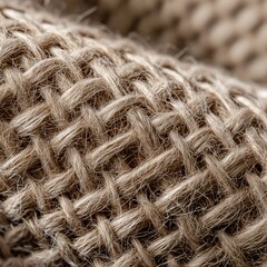 Fototapeta premium Close-Up of Natural Coarse Woven Fabric Texture in Earthy Tones