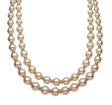 Double strand pearl necklace with gold spacers pearls