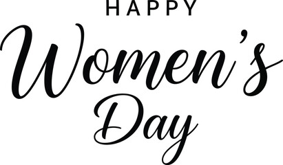 Fototapeta premium A minimalist graphic design prominently displays the text happy women s day in elegant flowing black cursive handwriting on a white background