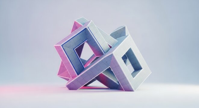 Complex geometric construction featuring impossible architecture and shifting perspectives, creating a stunning visual optical illusion, contemporary, infinity, abstract