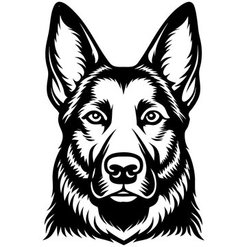 Black and white tribal wolf head vector illustration of a wild mascot beast and canine pet husky isolated on a white background for a tattoo or cartoon animal art