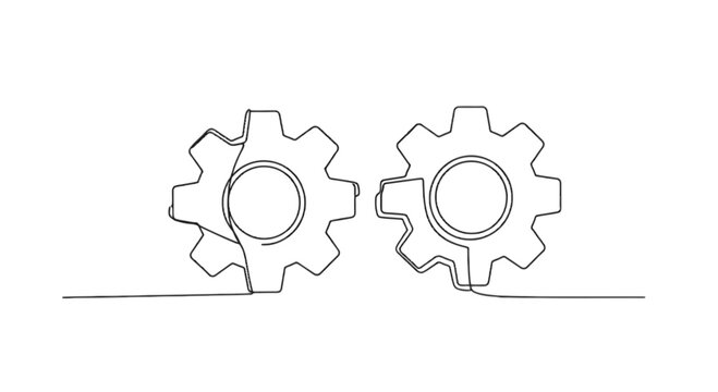Two interlocking gears isolated on transparent background, Vector