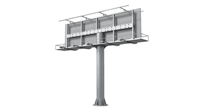 A large metal billboard with a pole isolated on transparent background, Vector