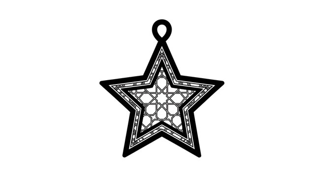 Black star shaped pendant with geometric pattern