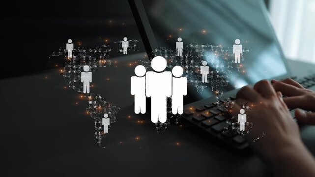 Global human network and workforce distribution highlight human, network, and global presence through digital connection and team coordination Marrow