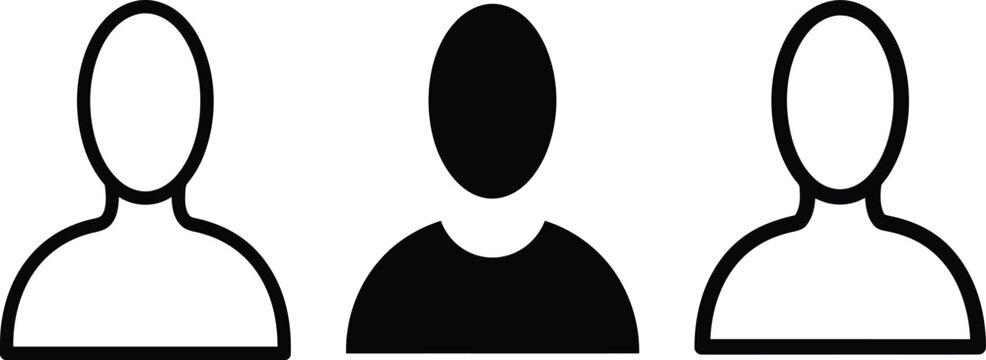 Three simple human silhouettes in black and white