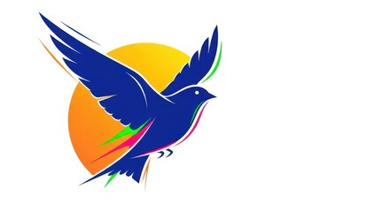 Fototapeta premium A blue bird in flight with colorful accents