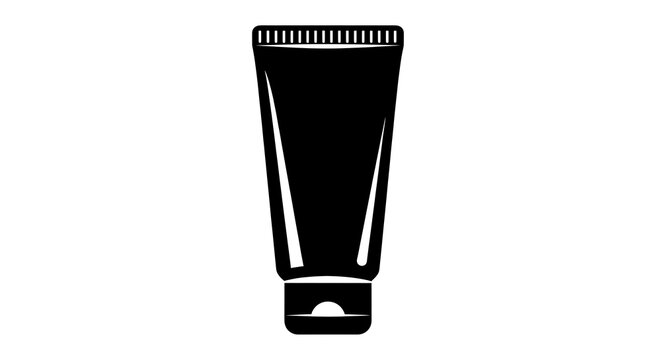 Black tube of toothpaste or cosmetics icon
