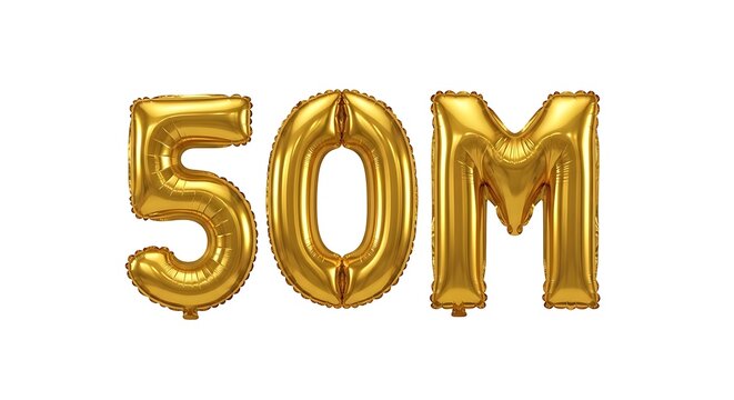 Golden 50 million celebration balloon