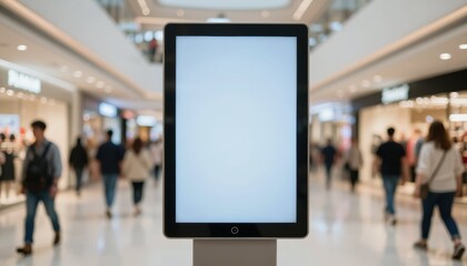 Obraz premium Digital display advertisement in shopping mall interactive installation urban environment engaging viewpoint