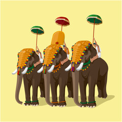 Onam , Thrissur Pooram festival in kerala and elephant walking with chenda melam on temple © Akhil Raj