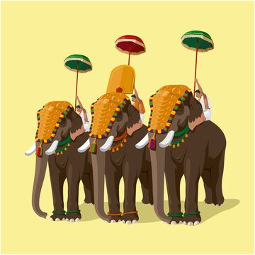 Onam , Thrissur Pooram festival in kerala and elephant walking with chenda melam on temple