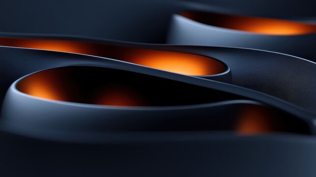 Abstract Dark Waves With Fiery Orange Illumination Creating Dynamic Modern Textures