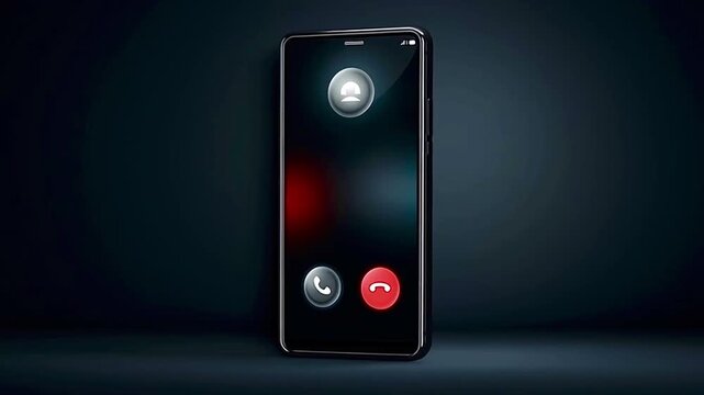 Modern smartphone on a dark background showing an incoming call on the screen with accept and decline buttons, symbolizing communication, technology, and an important connection request