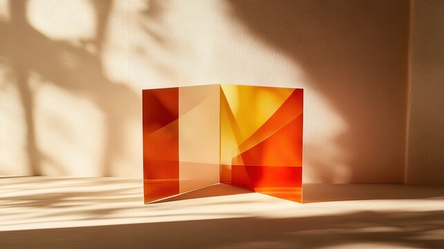 Abstract Geometric Brochure Design with Warm Color Gradients Illuminated by Soft Light and Shadows