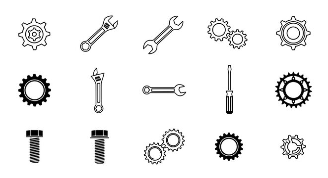 Vector set of mechanical tools - simple decorative isolated elements