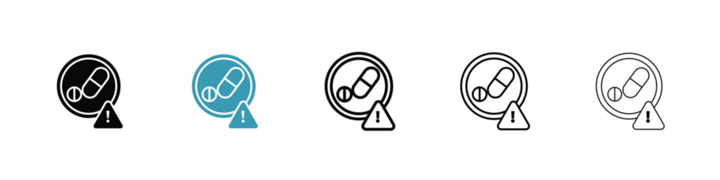Overdose icon in line art style on white background for graphic and web design.
