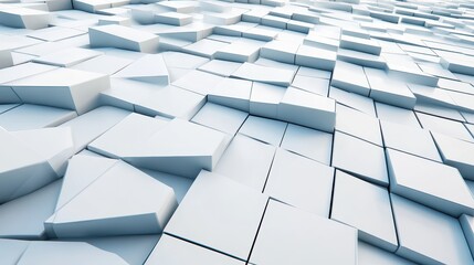 Fototapeta premium Dynamic geometric white cube abstract surface texture with soft light and shadow play