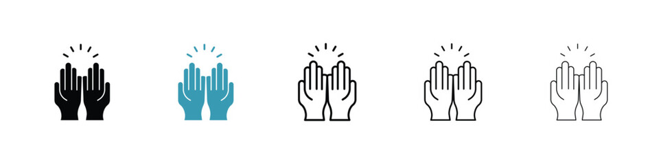 Obraz premium Pray icon in line art style on white background for graphic and web design.