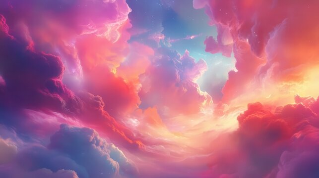 Vivid Pink and Orange Clouds in a Dreamy Sky during Sunset