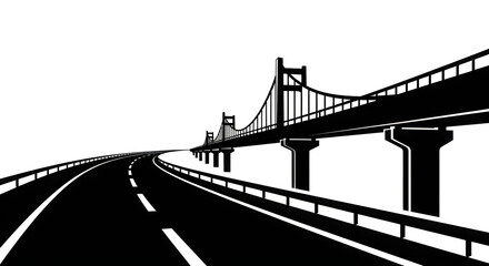 Black silhouette of highway road with bridge © Mosammat
