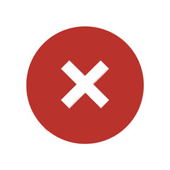 Fototapeta premium Red circular icon with white cross symbol. Concept of error or rejection notification. Useful for messaging, application, or website design.