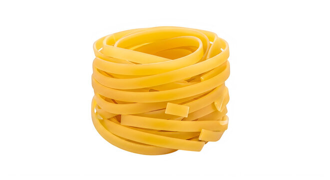 Fresh brig pasta coiled bundle isolated on a transparent background