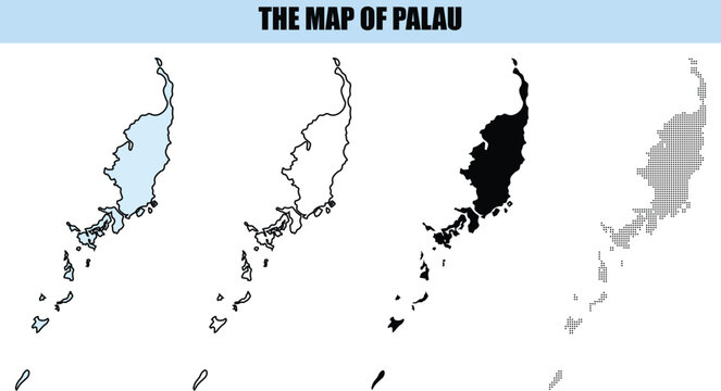 Palau Map Collection Outline Silhouette Dotted Various Styles