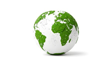 Obraz premium 3D rendering of Earth globe with green continents and white clouds on isolated white background
